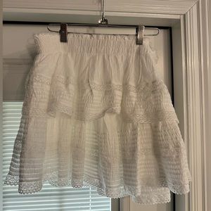 Aerie white linen ruffle mini skirt